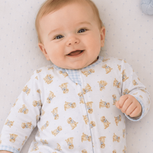 Load image into Gallery viewer, Sweet Golden Print Zip Footie - Light Blue