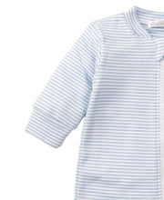 Load image into Gallery viewer, Blue Simple Stripes Pajama Zip Footie