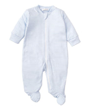 Load image into Gallery viewer, Blue Simple Stripes Pajama Zip Footie