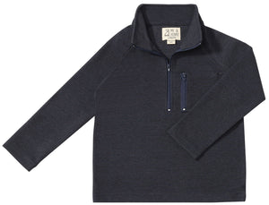 Navy Waffle Picket Zip Up Top