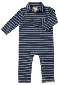 Kingston Polo Romper Navy Double Stripe