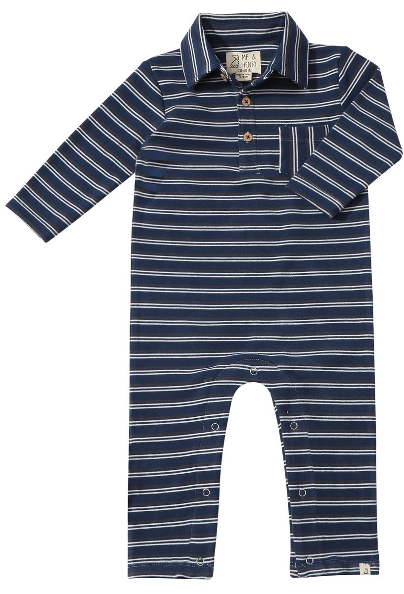Kingston Polo Romper Navy Double Stripe