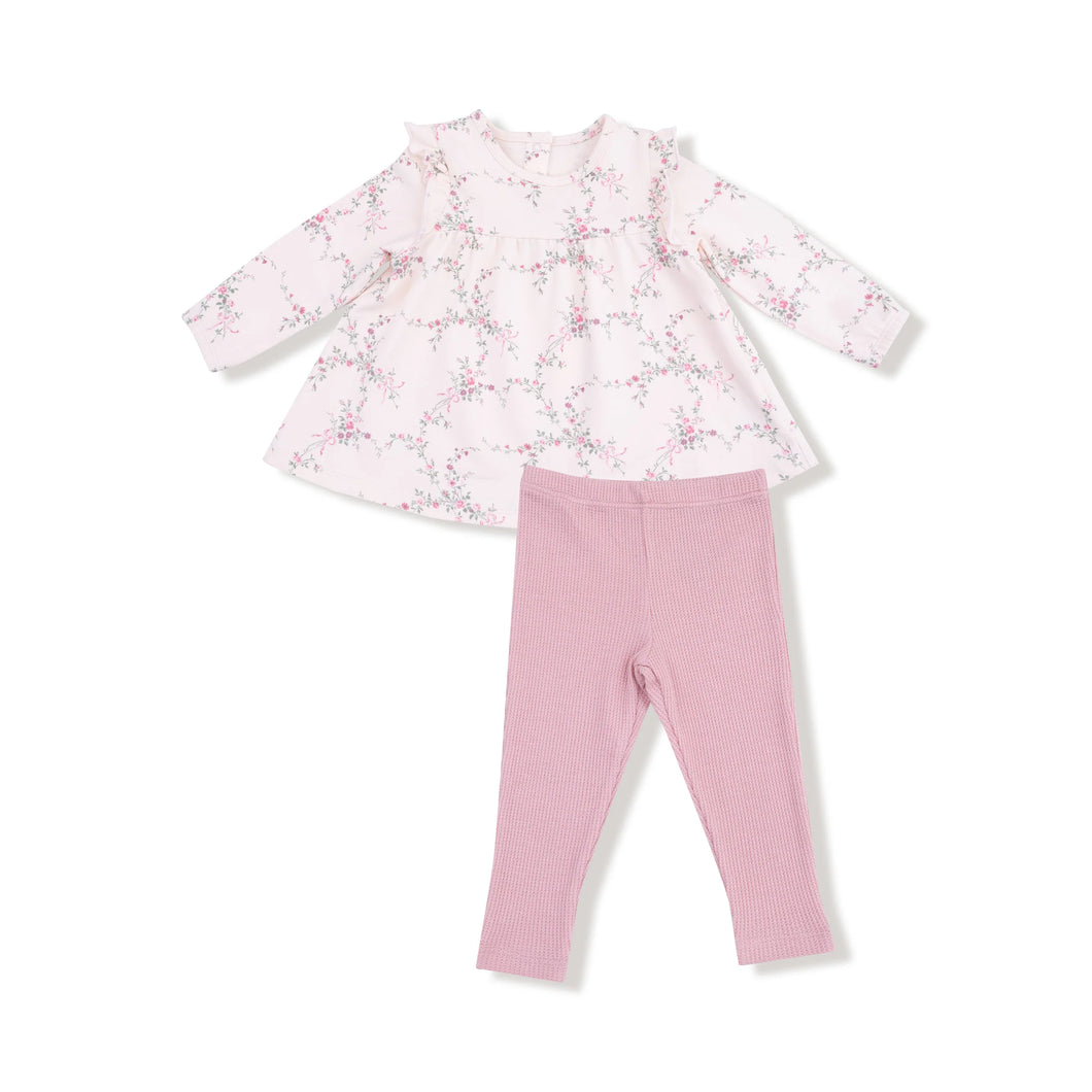 French Terry - Antoinette Floral - L/S High Wasited Top w/ Ruffles + Legging