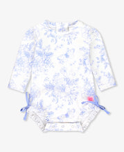 Load image into Gallery viewer, Periwinkle Butterfly Garden Swimsuit Long Sleeve One Piece Rash Guard
