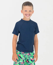 Load image into Gallery viewer, Navy Short Sleeve Rash Guard
