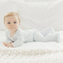 Load image into Gallery viewer, Peek-A-Boo Wishes Zip Footie - Light Blue: Preemie
