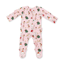 Load image into Gallery viewer, Christmas Dogs Pink - 2 Way Ruffle Back Zipper Footie
