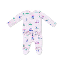 Load image into Gallery viewer, Vintage Golf Carts Pink - 2 Way Ruffle Back Zipper Footie
