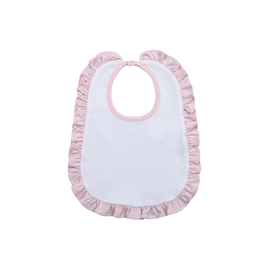 White Bib Pink Ruffle