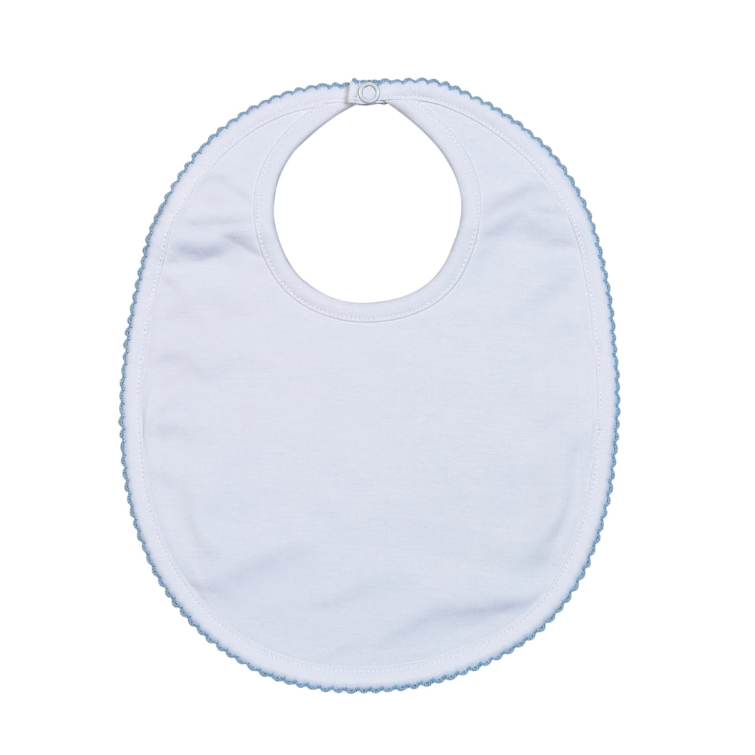 White Pima Bib Blue Trim