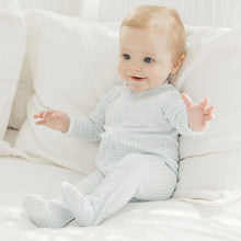 Load image into Gallery viewer, Peek-A-Boo Wishes Zip Footie - Light Blue: Preemie
