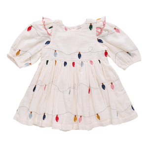 Girls Embroidery Brooke Dress - Christmas Lights