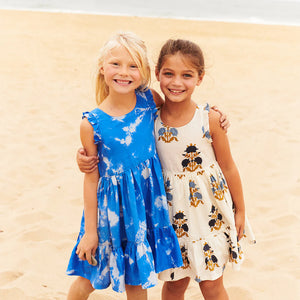 Girls Silk Kelsey Dress - Palace Blue Tie Dye