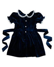Load image into Gallery viewer, Navy Velvet &amp; Lace Dress
