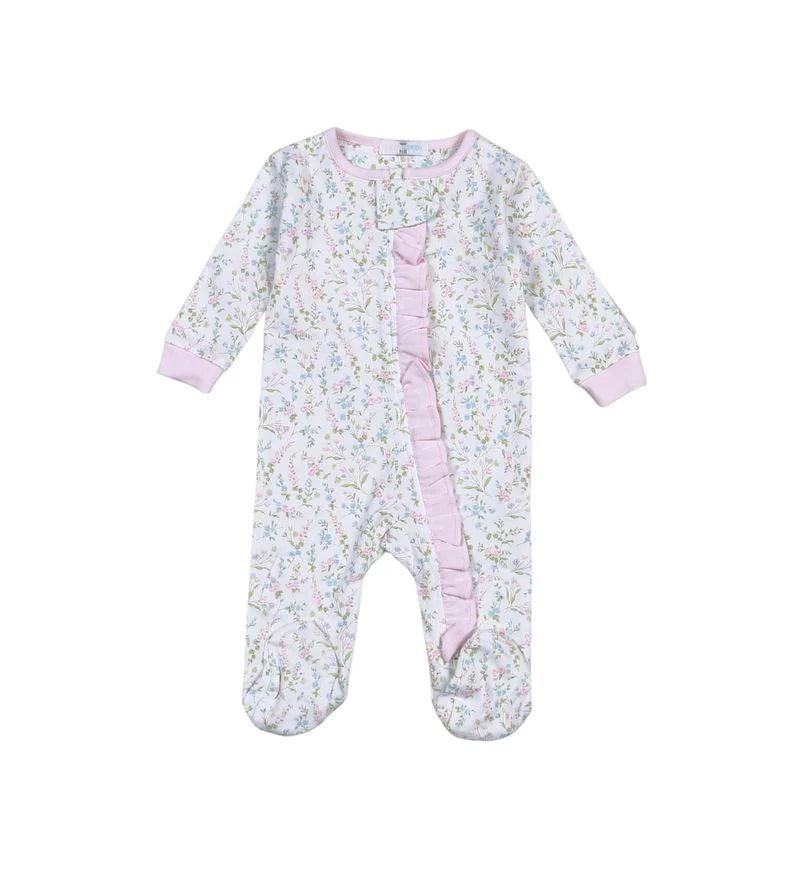 Vivian Floral Pima Zipper Footie