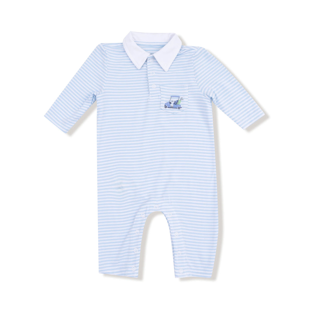 Baby Golf Carts - Blue - Polo Romper