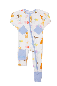 Blue Sleep Romper - Dog Party
