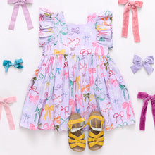 Load image into Gallery viewer, Girls Elsie Dress - Lavender Watercolor Bows
