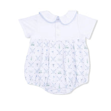 Load image into Gallery viewer, Golf Trellis Blue - Classic Box Pleat Bubble
