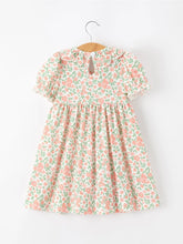 Load image into Gallery viewer, Fall Blush Floral Girls Dress Smocked Petal Collar
