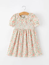 Load image into Gallery viewer, Fall Blush Floral Girls Dress Smocked Petal Collar
