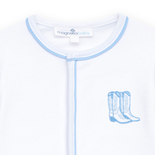 Load image into Gallery viewer, Darling Cowboy Boots Hand-Embroidered Footie

