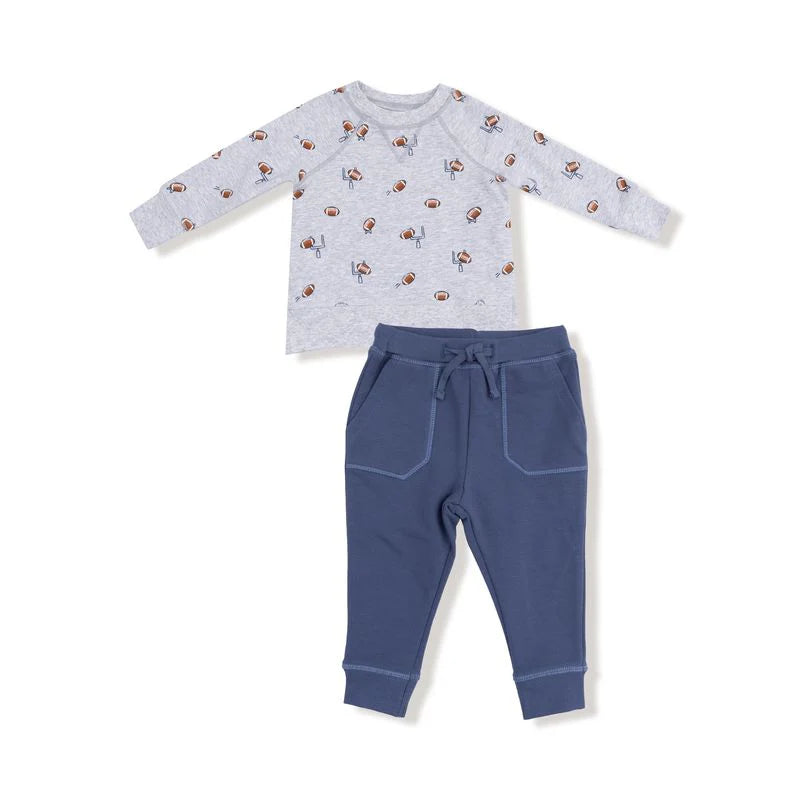 Football Field Goal French Terry Sport Raglan Sweatshirt And Jogger Set