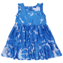 Load image into Gallery viewer, Girls Silk Kelsey Dress - Palace Blue Tie Dye
