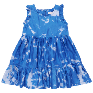 Girls Silk Kelsey Dress - Palace Blue Tie Dye