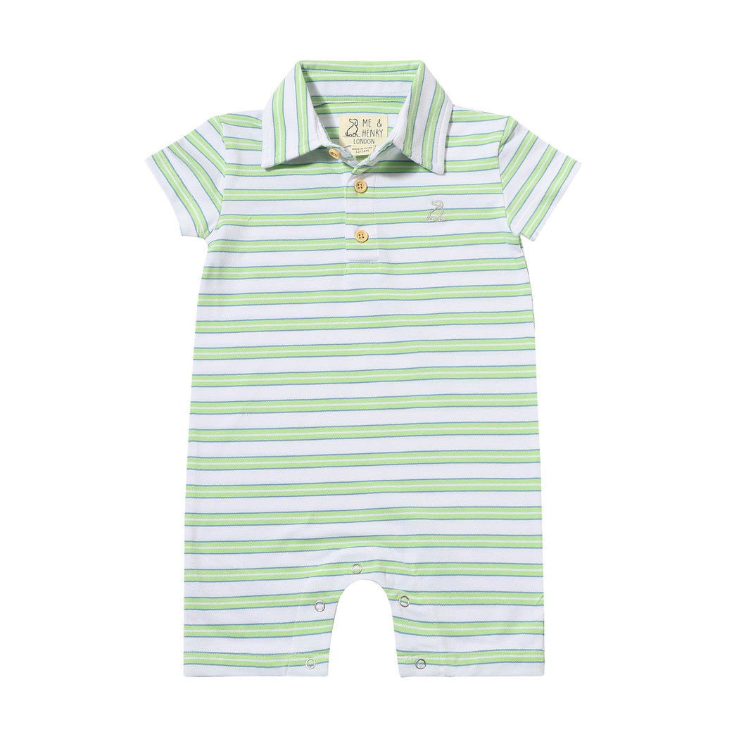 Lime/Blue/White Pique Drift Polo Romper