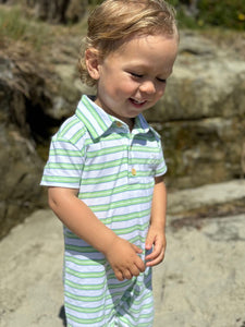 Lime/Blue/White Pique Drift Polo Romper