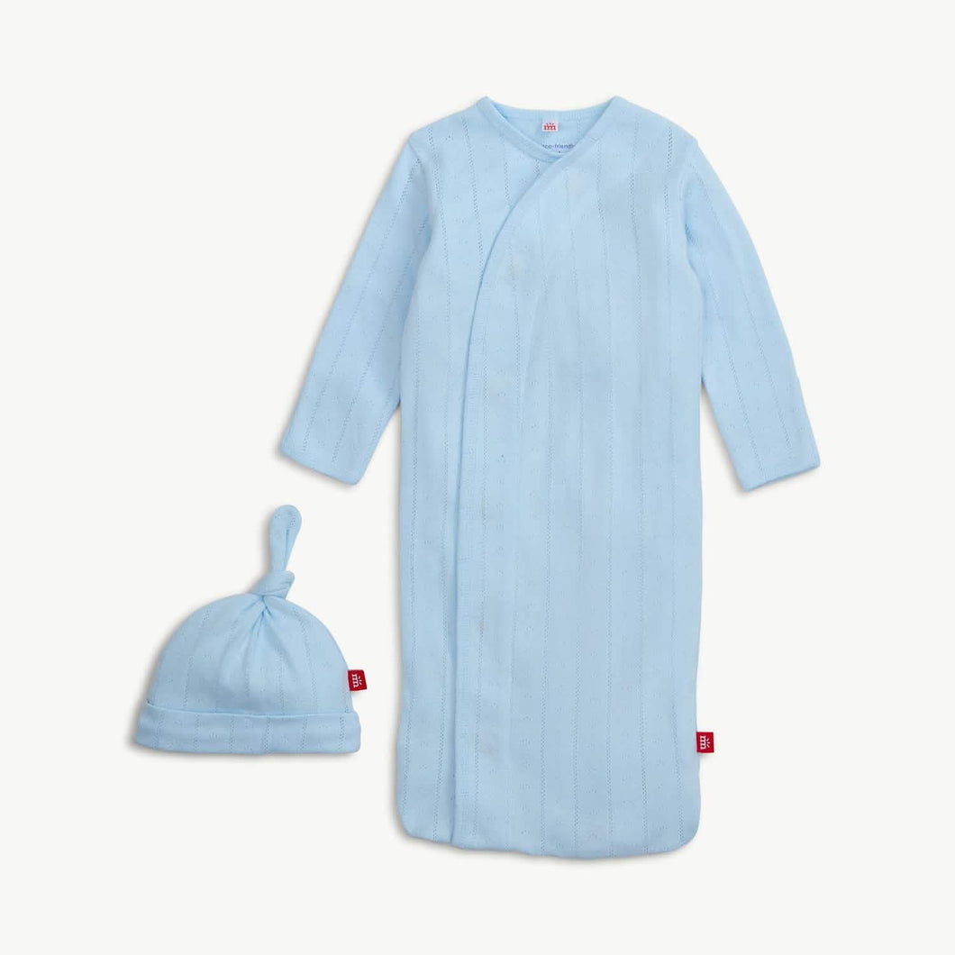 Blue Love Lines Gown & Hat Set