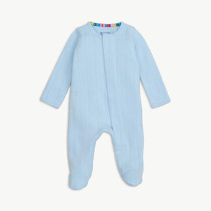 Blue Love Lines Pointelle Footie