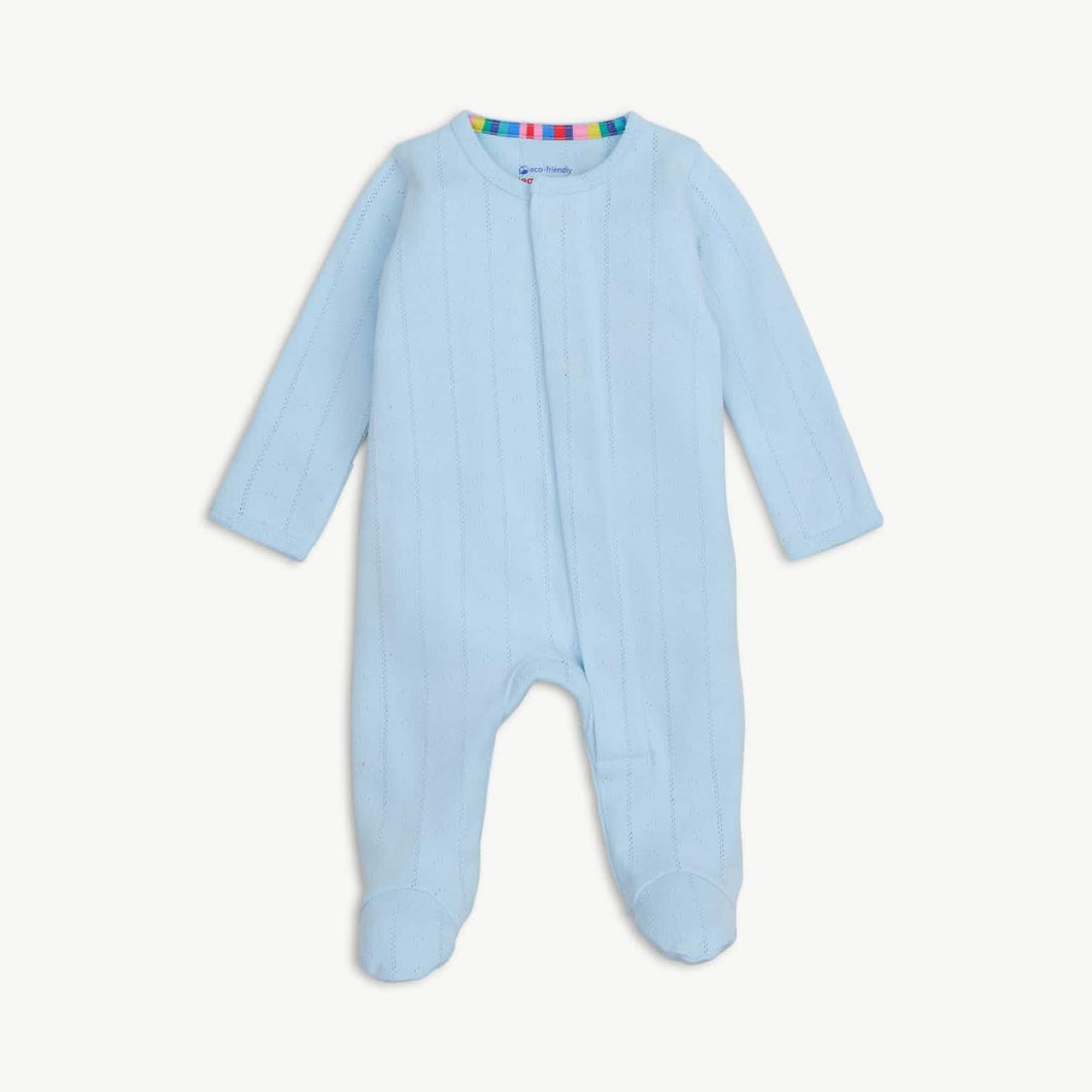 Blue Love Lines Pointelle Footie