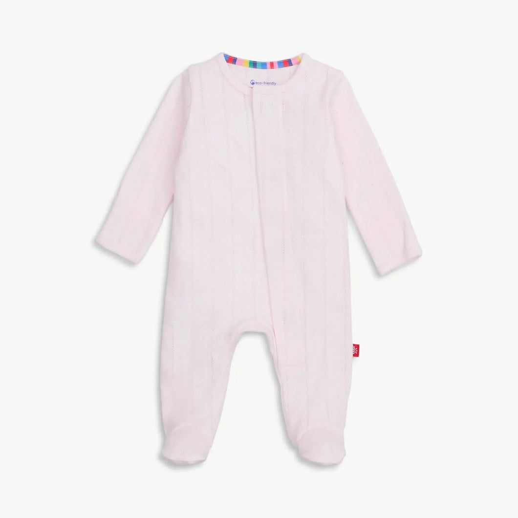 Pink Love Lines Pointelle Footie