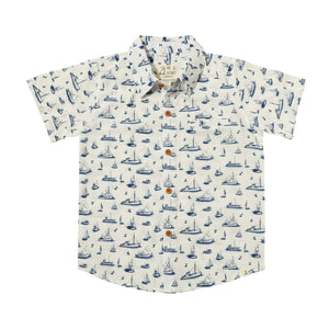Navy Boats Maui Printed Shirt