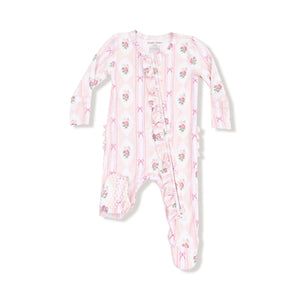 Ogee Lace Floral - 2 Way Ruffle Zipper Footie