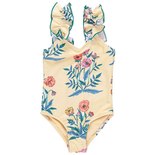 Load image into Gallery viewer, Girls Via Suit - Pale Yellow Poppy

