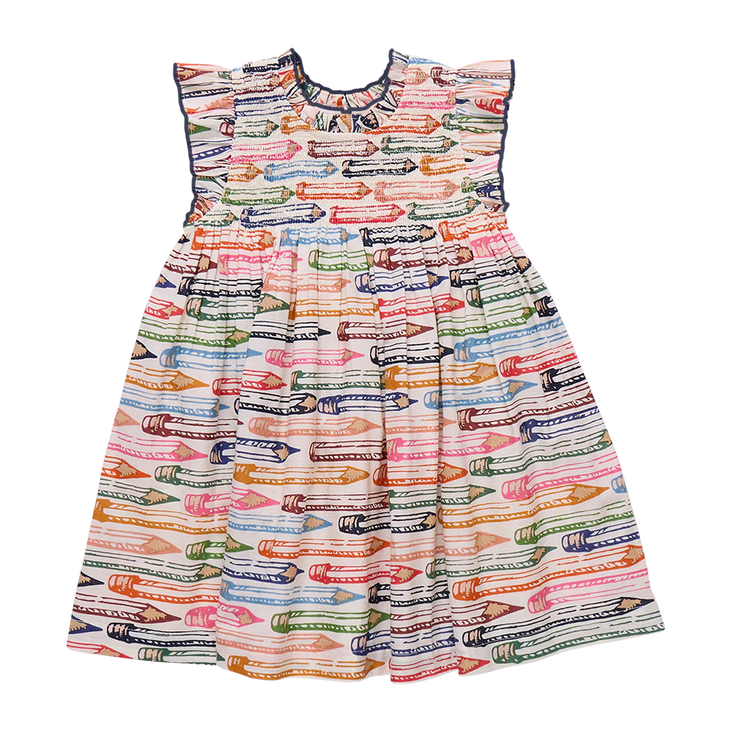 Girls Stevie Dress - Colored Pencils