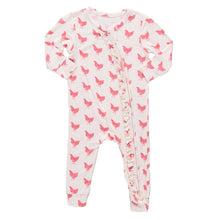 Load image into Gallery viewer, Baby Girls Ruffle Bamboo Romper - Pink Chickens
