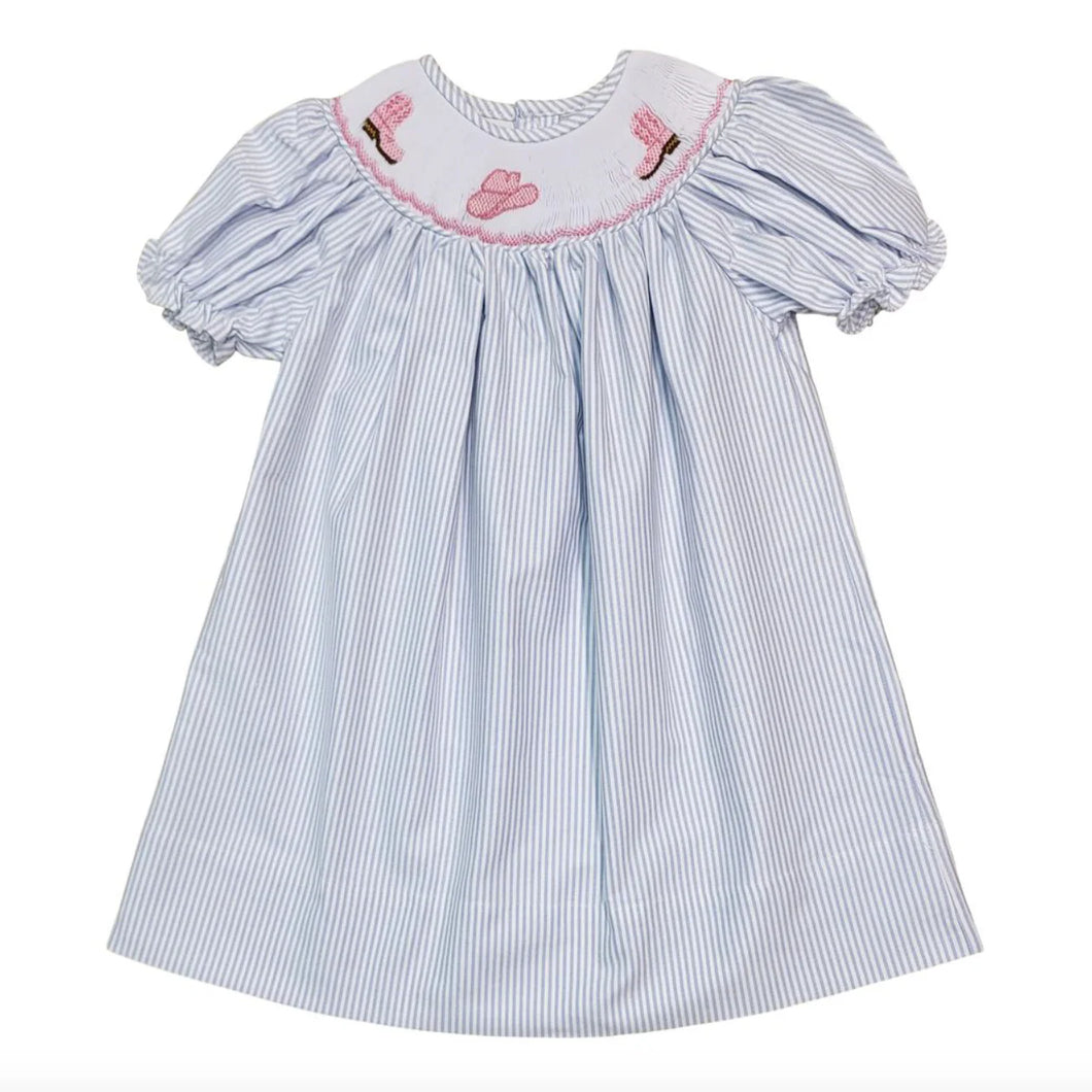 Cowgirl Boots & Hat Smocked Dress