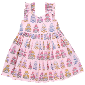 Girls Via Dress - Pink Flowerette