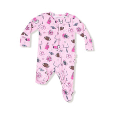 Load image into Gallery viewer, Game day - Pink - 2 Way Zipper Ruffle Back Footie
