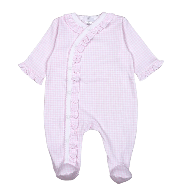 Pink Gingham Snap Footie