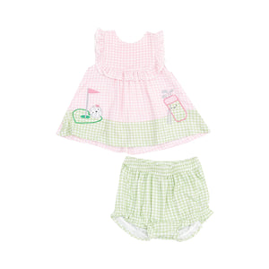 Golf Applique Ruffle Top With Applique & Bloomer
