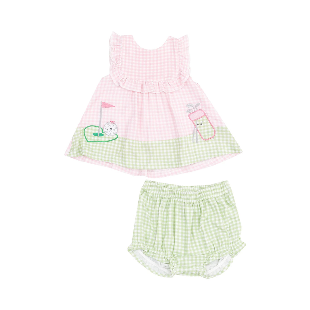 Golf Applique Ruffle Top With Applique & Bloomer