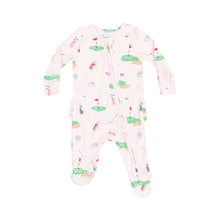 Load image into Gallery viewer, Golf Things - Pink 2 Way Zipper Ruffle Back Footie
