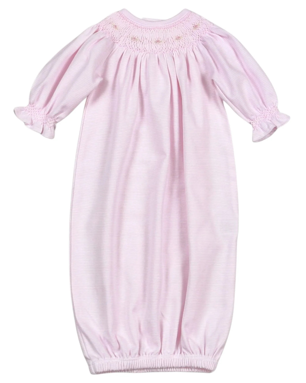 Hand Smocked Sally Pink Stripes Bishop Pima Gown