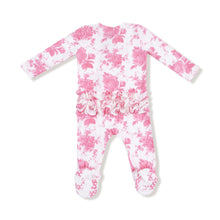 Load image into Gallery viewer, Vintage Pink Roses - 2 Way Zipper Ruffle Back Footie
