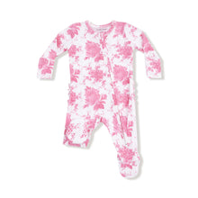 Load image into Gallery viewer, Vintage Pink Roses - 2 Way Zipper Ruffle Back Footie
